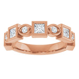 14K Gold Square Natural Diamond Anniversary Band – 1/5–9/10 CTW - Rose Gold - view 3
