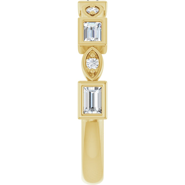 14K Gold Straight Baguette Natural Diamond Anniversary Band – 1/5–5/8 CTW - Yellow Gold - view 4