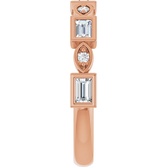 14K Gold Straight Baguette Natural Diamond Anniversary Band – 1/5–5/8 CTW - Rose Gold - view 4