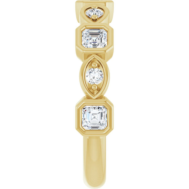 14K Gold Asscher Natural Diamond Anniversary Band – 3/8–9/10 CTW - Yellow Gold - view 4