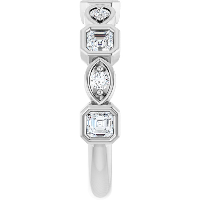 Platinum Asscher Natural Diamond Anniversary Band – 3/8–9/10 CTW - view 4