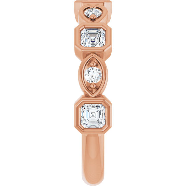 14K Gold Asscher Natural Diamond Anniversary Band – 3/8–9/10 CTW - Rose Gold - view 4