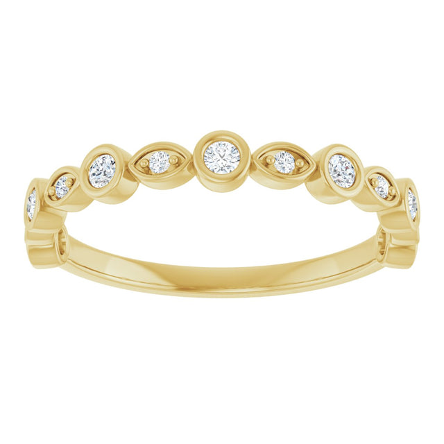 14K Gold Round Natural Diamond Anniversary Band – 1/8–5/8 CTW - Yellow Gold - view 3