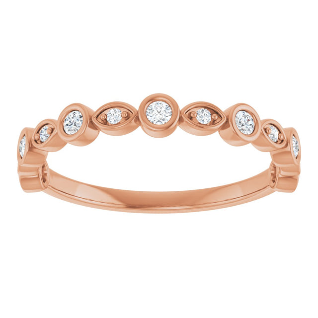 14K Gold Round Natural Diamond Anniversary Band – 1/8–5/8 CTW - Rose Gold - view 3