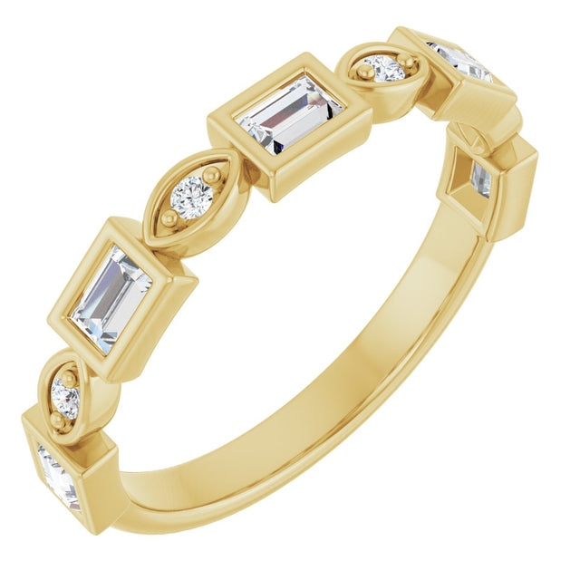14K Gold Straight Baguette Natural Diamond Anniversary Band – 1/5–5/8 CTW - Yellow Gold