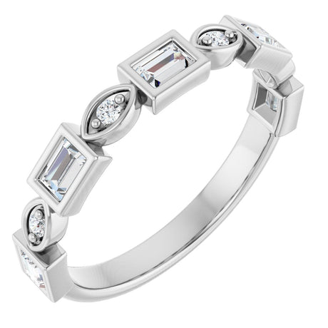 Platinum Straight Baguette Natural Diamond Anniversary Band – 1/5–5/8 CTW