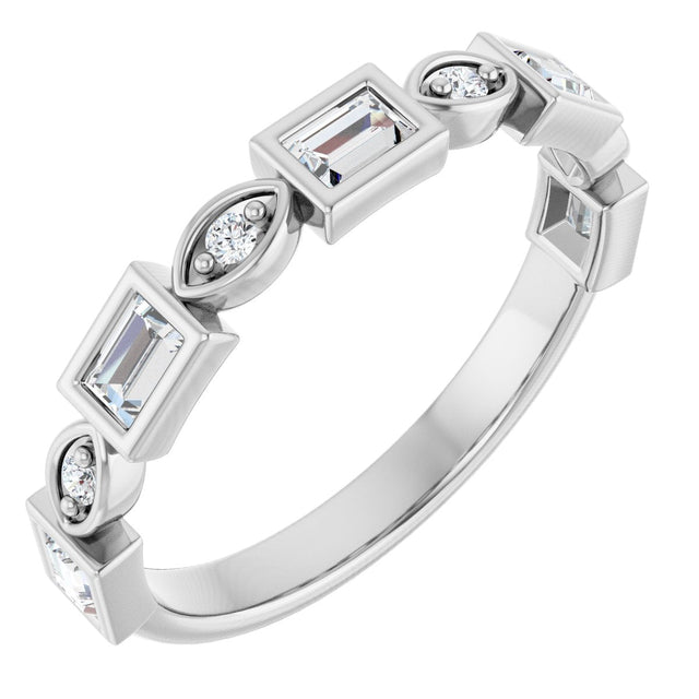 Platinum Straight Baguette Natural Diamond Anniversary Band – 1/5–5/8 CTW