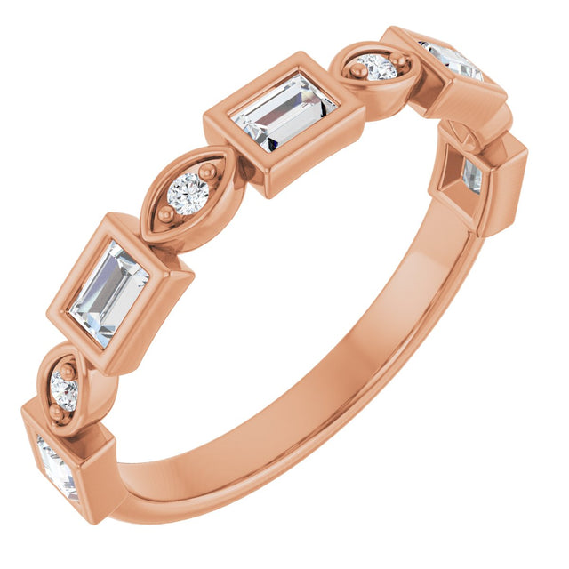 14K Gold Straight Baguette Natural Diamond Anniversary Band – 1/5–5/8 CTW - Rose Gold