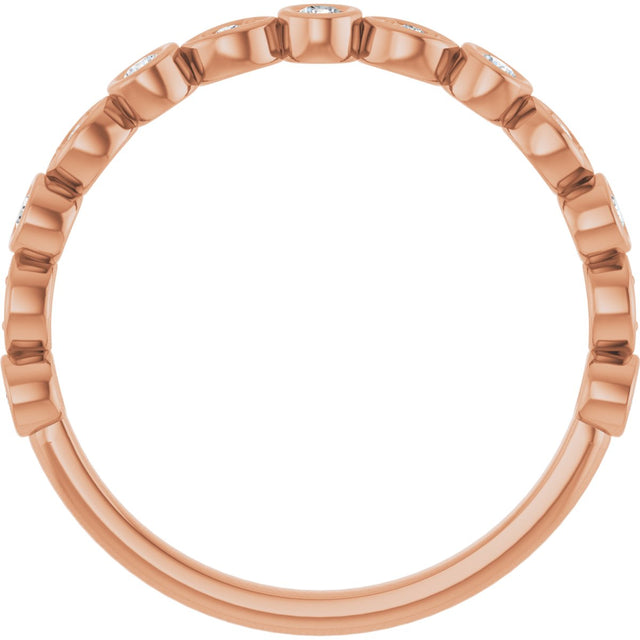 14K Gold Round Natural Diamond Anniversary Band – 1/8–5/8 CTW - Rose Gold - view 2