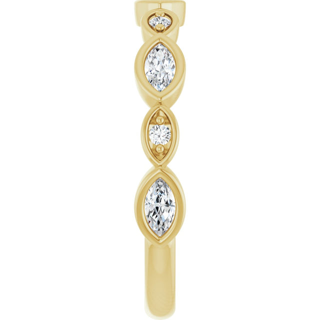 14K Gold Marquise Lab-Grown Diamond Anniversary Band – 1/6–1/3 CTW - Yellow Gold - view 4