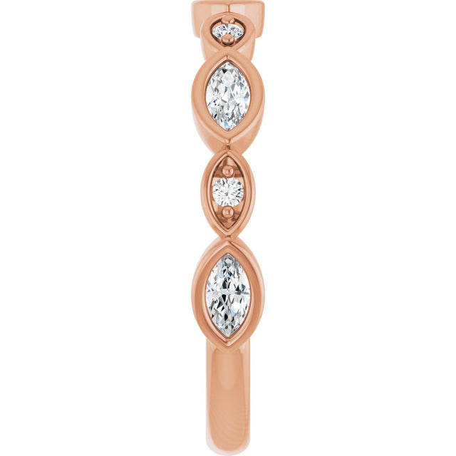 14K Gold Marquise Lab-Grown Diamond Anniversary Band – 1/6–1/3 CTW - Rose Gold - view 4