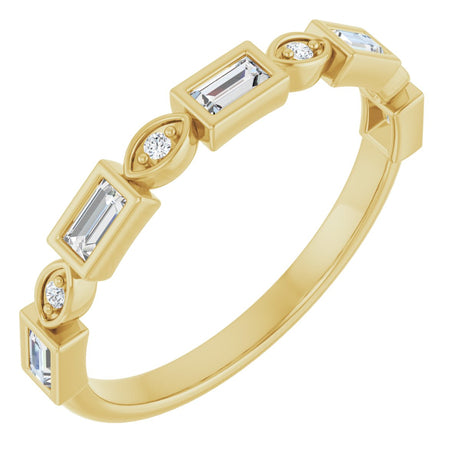 14K Gold Straight Baguette Natural Diamond Anniversary Band – 1/5–5/8 CTW - Yellow Gold