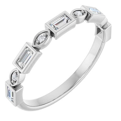 14K Gold Straight Baguette Natural Diamond Anniversary Band – 1/5–5/8 CTW - White Gold
