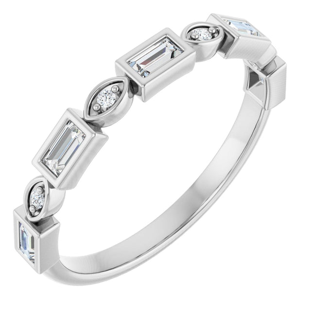 14K Gold Straight Baguette Natural Diamond Anniversary Band – 1/5–5/8 CTW - White Gold