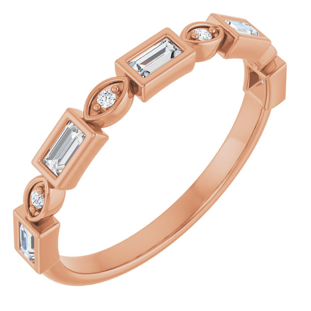 14K Gold Straight Baguette Natural Diamond Anniversary Band – 1/5–5/8 CTW - Rose Gold