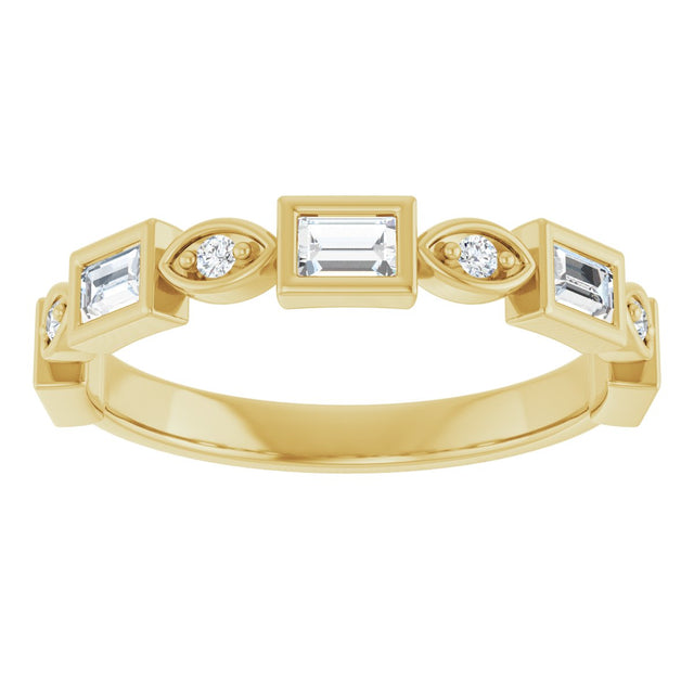 14K Gold Straight Baguette Natural Diamond Anniversary Band – 1/5–5/8 CTW - Yellow Gold - view 3