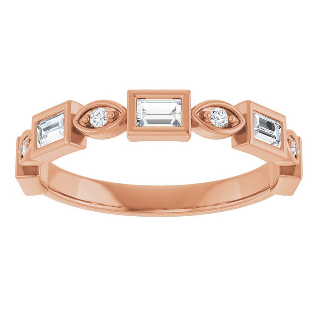 14K Gold Straight Baguette Natural Diamond Anniversary Band – 1/5–5/8 CTW - Rose Gold - view 3
