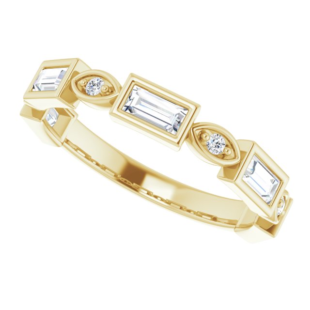 14K Gold Straight Baguette Natural Diamond Anniversary Band – 1/5–5/8 CTW - Yellow Gold - view 5