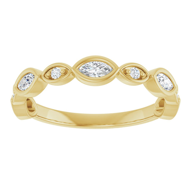 14K Gold Marquise Lab-Grown Diamond Anniversary Band – 1/6–1/3 CTW - Yellow Gold - view 3