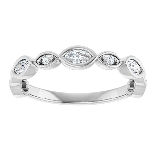 14K Gold Marquise Lab-Grown Diamond Anniversary Band – 1/6–1/3 CTW - White Gold - view 3