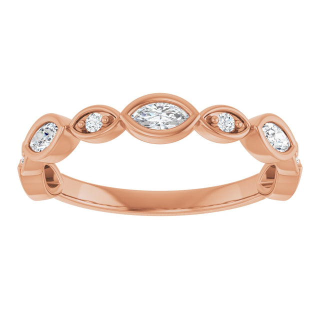 14K Gold Marquise Lab-Grown Diamond Anniversary Band – 1/6–1/3 CTW - Rose Gold - view 3