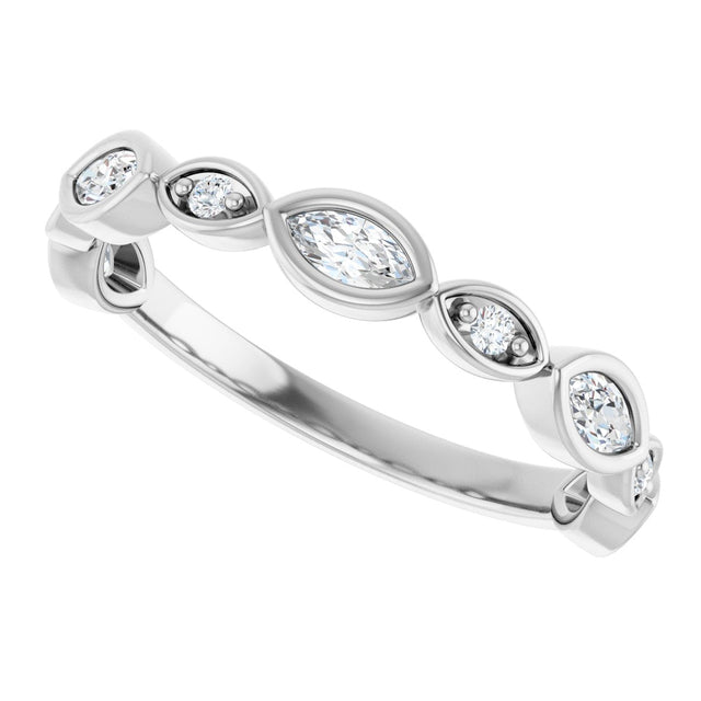 Platinum Marquise Natural Diamond Anniversary Band – 1/6–3/8 CTW - view 5
