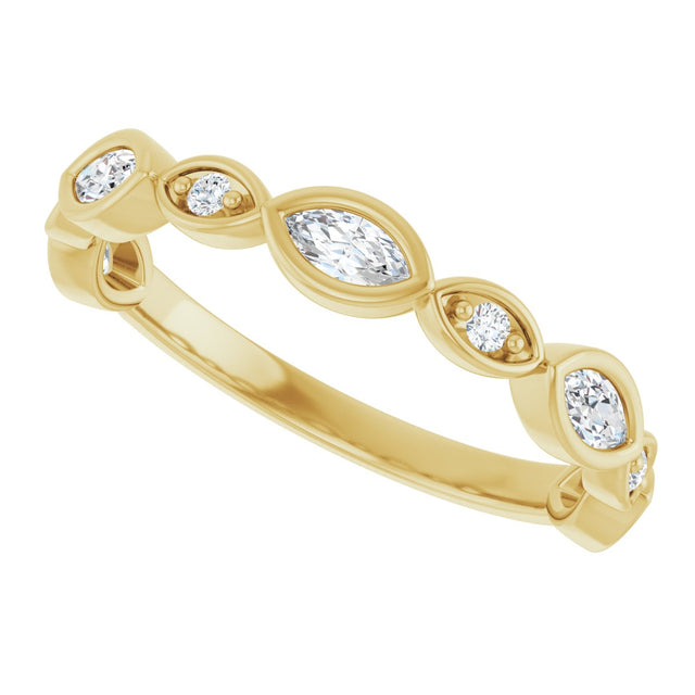 14K Gold Marquise Lab-Grown Diamond Anniversary Band – 1/6–1/3 CTW - Yellow Gold - view 5