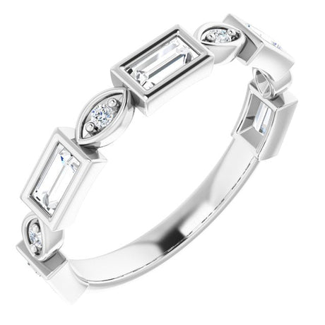 14K Gold Straight Baguette Natural Diamond Anniversary Band – 1/5–5/8 CTW - White Gold