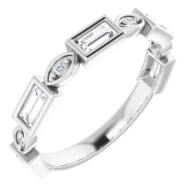 14K Gold Straight Baguette Natural Diamond Anniversary Band – 1/5–5/8 CTW - White Gold
