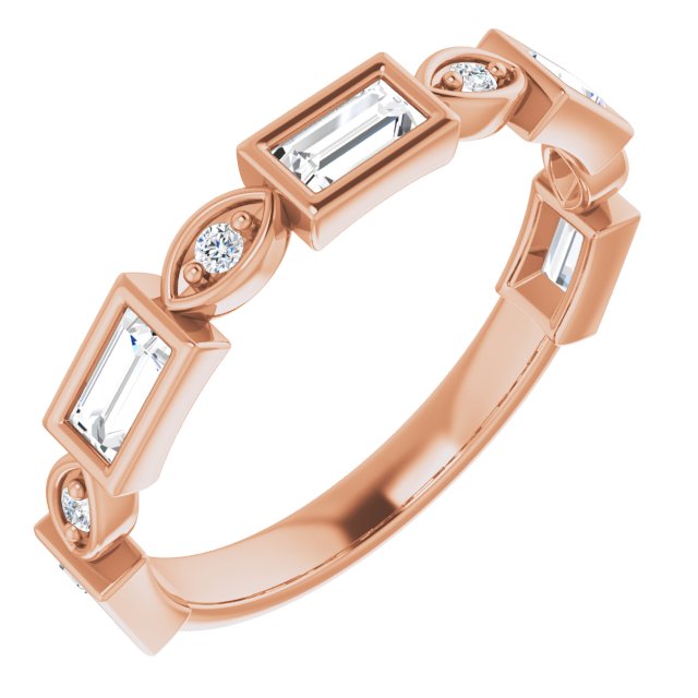 14K Gold Straight Baguette Natural Diamond Anniversary Band – 1/5–5/8 CTW - Rose Gold