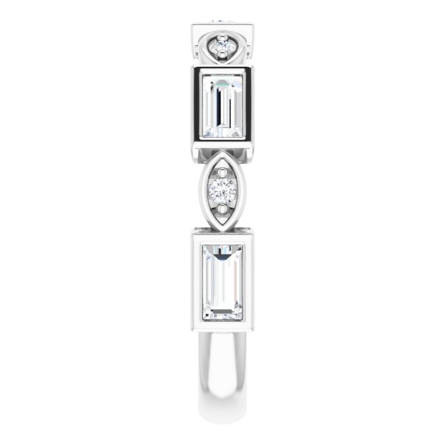 14K Gold Straight Baguette Natural Diamond Anniversary Band – 1/5–5/8 CTW - White Gold - view 4