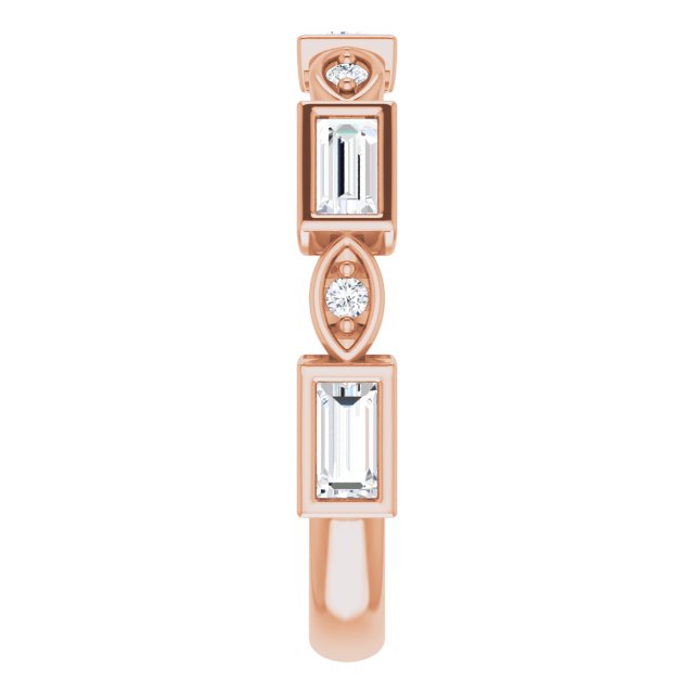 14K Gold Straight Baguette Natural Diamond Anniversary Band – 1/5–5/8 CTW - Rose Gold - view 4