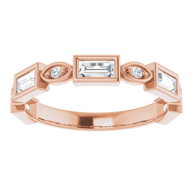 14K Gold Straight Baguette Natural Diamond Anniversary Band – 1/5–5/8 CTW - Rose Gold - view 3