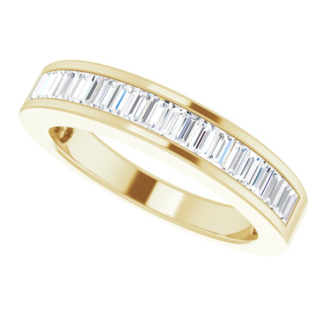 14K Gold Straight Baguette Natural Diamond Channel-Set Anniversary Band – 2.4x1.2 mm Stones - Yellow Gold - view 5