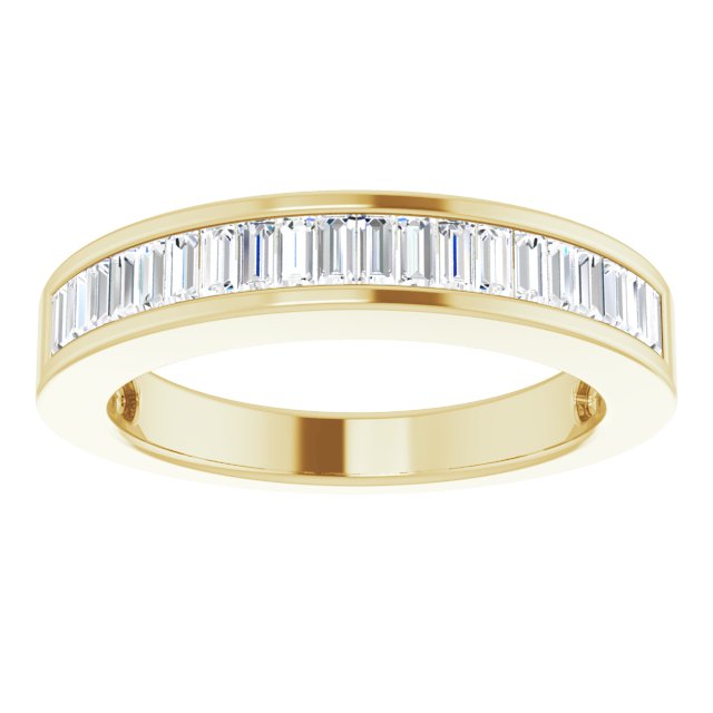 14K Gold Straight Baguette Natural Diamond Channel-Set Anniversary Band – 2.4x1.2 mm Stones - Yellow Gold - view 3
