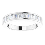 Platinum Straight Baguette Natural Diamond Channel-Set Anniversary Band – 2.4x1.2 mm Stones - view 3