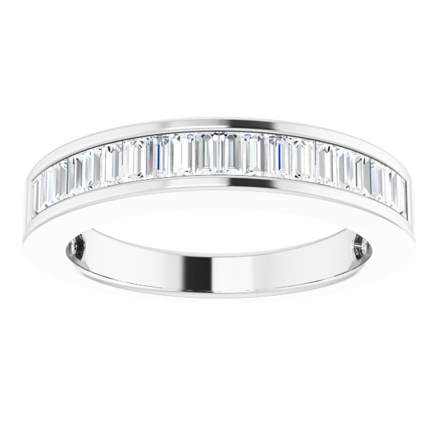 Platinum Straight Baguette Natural Diamond Channel-Set Anniversary Band – 2.4x1.2 mm Stones - view 3