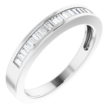 14K Gold Straight Baguette Natural Diamond Channel-Set Baguette Tapered Anniversary Band – 2x1.1 mm Stones - White Gold