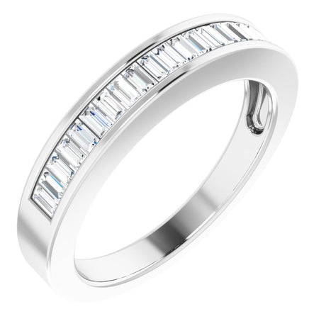 14K Gold Straight Baguette Natural Diamond Channel-Set Anniversary Band – 2.4x1.2 mm Stones - White Gold
