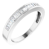 14K Gold Straight Baguette Natural Diamond Channel-Set Baguette Tapered Anniversary Band – 2x1.1 mm Stones - White Gold