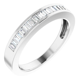 14K Gold Straight Baguette Natural Diamond Channel-Set Baguette Tapered Anniversary Band – 2x1.1 mm Stones - White Gold
