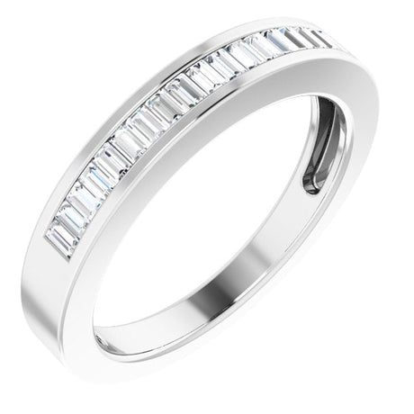 14K Gold Straight Baguette Natural Diamond Channel-Set Baguette Tapered Anniversary Band – 2x1.1 mm Stones - White Gold