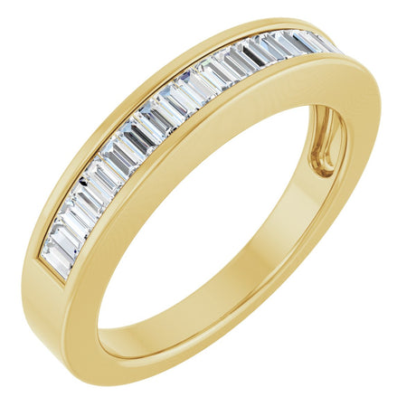14K Gold Straight Baguette Natural Diamond Channel-Set Anniversary Band – 2.4x1.2 mm Stones - Yellow Gold