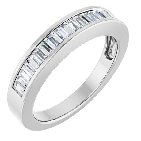Platinum Straight Baguette Natural Diamond Channel-Set Anniversary Band – 2.4x1.2 mm Stones