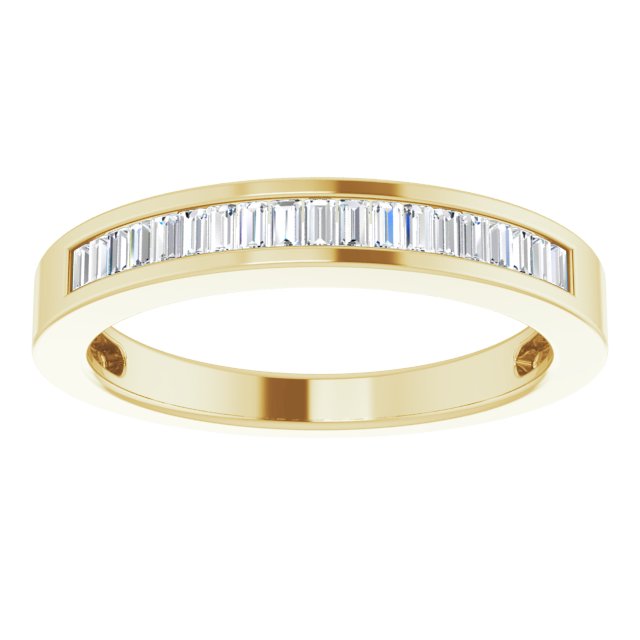 14K Gold Straight Baguette Natural Diamond Channel-Set Baguette Tapered Anniversary Band – 2x1.1 mm Stones - Yellow Gold - view 3