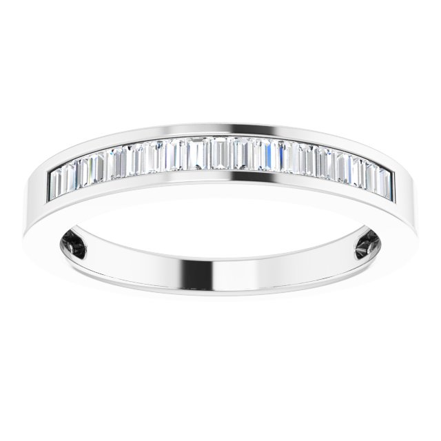 14K Gold Straight Baguette Natural Diamond Channel-Set Baguette Tapered Anniversary Band – 2x1.1 mm Stones - White Gold - view 3