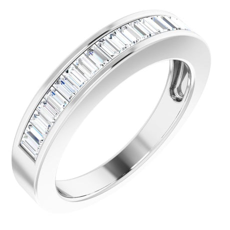 Platinum Straight Baguette Natural Diamond Channel-Set Anniversary Band – 2.4x1.2 mm Stones