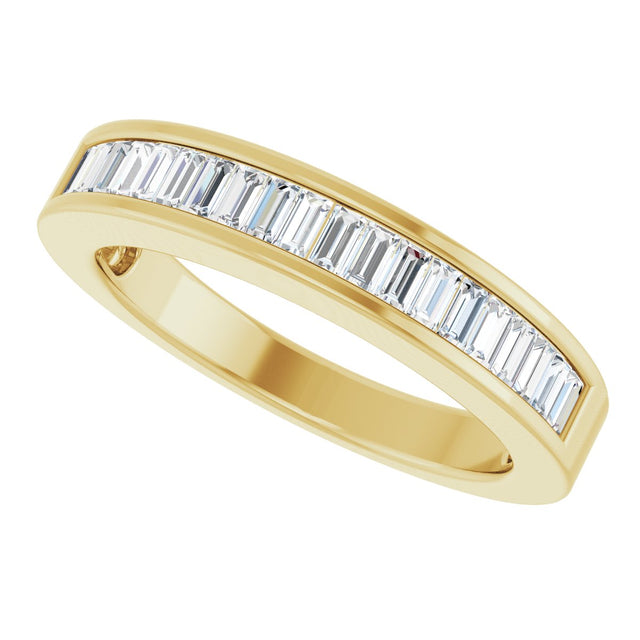 14K Gold Straight Baguette Natural Diamond Channel-Set Anniversary Band – 2.4x1.2 mm Stones - Yellow Gold - view 5