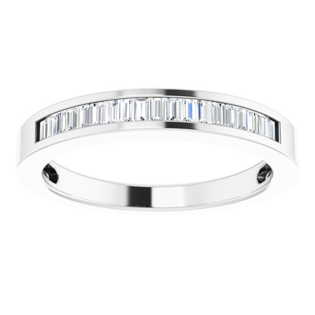 14K Gold Straight Baguette Natural Diamond Channel-Set Baguette Tapered Anniversary Band – 2x1.1 mm Stones - White Gold - view 3
