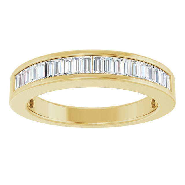 14K Gold Straight Baguette Natural Diamond Channel-Set Anniversary Band – 2.4x1.2 mm Stones - Yellow Gold - view 3